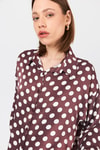 Bordo Puantiye Desen Oversize Saten Gömlek 9411