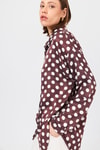 Bordo Puantiye Desen Oversize Saten Gömlek 9411