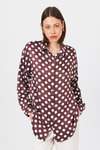 Bordo Puantiye Desen Oversize Saten Gömlek 9411