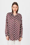 Bordo Puantiye Desen Oversize Saten Gömlek 9411