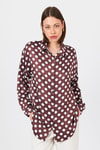 Bordo Puantiye Desen Oversize Saten Gömlek 9411