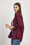 Bordo Relaxed Fit Rahat Kesim Basic Gömlek - 6621A