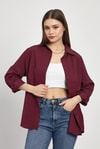 Bordo Relaxed Fit Rahat Kesim Basic Gömlek - 6621A