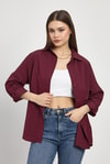 Bordo Relaxed Fit Rahat Kesim Basic Gömlek - 6621A