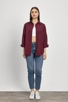 Bordo Relaxed Fit Rahat Kesim Basic Gömlek - 6621A