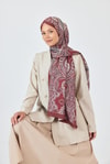 Bordo Retro Desenli Şal 4002