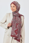 Bordo Retro Desenli Şal 4002