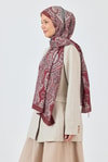 Bordo Retro Desenli Şal 4002