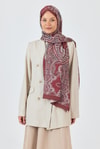 Bordo Retro Desenli Şal 4002