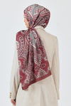 Bordo Retro Desenli Şal 4002