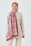 Bordo Retro Desenli Şal 4004
