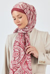 Bordo Retro Desenli Şal 4004