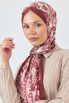 Bordo Retro Desenli Şal 5684