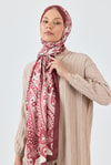 Bordo Retro Desenli Şal 5684