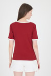 Bordo Ribanalı Yazı Baskılı Slim Fit Tişört 5981