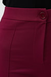 Bordo Straight/Düz Kesim Yüksek Bel Nervür Dikişli Örme Pantolon TCR-6873A