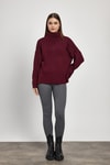 Bordo Tam Boğaz Triko Kazak 23374