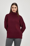 Bordo Tam Boğaz Triko Kazak 23374