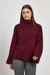 Bordo Tam Boğaz Triko Kazak 23374