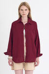 Bordo Tek Cepli %100 Pamuk Oversize Müslin Gömlek 4697A