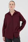 Bordo Tek Cepli Oversize Gömlek 8158A