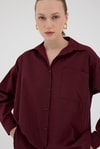 Bordo Tek Cepli Oversize Gömlek 8158A