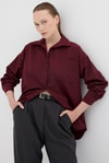 Bordo Tek Cepli Oversize Gömlek 8158A