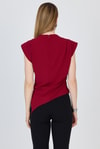 Bordo Vatkalı Asimetrik Kesim Kolsuz Bluz 242185