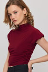 Bordo Vatkalı Kısa Bluz 13185