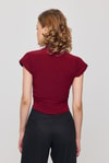 Bordo Vatkalı Kısa Bluz 13185