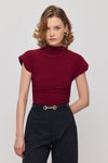 Bordo Vatkalı Kısa Bluz 13185