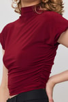 Bordo Vatkalı Kısa Bluz 13185