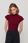 Bordo Vatkalı Kısa Bluz 13185