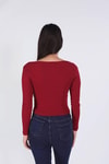 Bordo Yaka Fermuarlı Bluz 1057