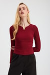 Bordo Yaka V Demir Bluz 13084