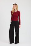 Bordo Yaka V Demir Bluz 13084