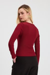 Bordo Yaka V Demir Bluz 13084