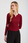 Bordo Yaka V Demir Bluz 13084