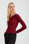Bordo Yaka V Demir Bluz 13084