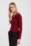 Bordo Yaka V Demir Bluz 13084