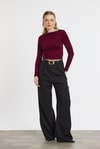 Bordo Yanları Büzgülü Oysho Bluz 6893