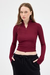 Bordo Yarım Balıkçı Yaka Fermuarlı Body 2447