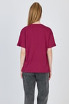 Bordo Yazı Baskılı %100 Pamuk Oversize Tişört 2150-7M