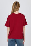 Bordo Yazı Baskılı %100 Pamuk Oversize Tişört 6403