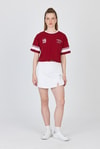 Bordo Yazı Baskılı Crop Tişört 6584