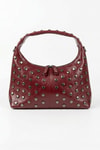 Bordo Zımba Detay Oval Çanta 9232