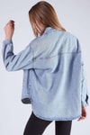 Buz Boya Baskılı Oversize Jean Gömlek 7071