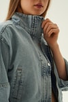 Buz Çıtçıtlı Oversize Kot Ceket 7099