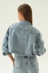 Buz Çıtçıtlı Oversize Kot Ceket 7099