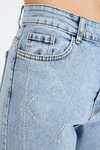 Buzkar Geometrik Taşlı Straight Jean 3330